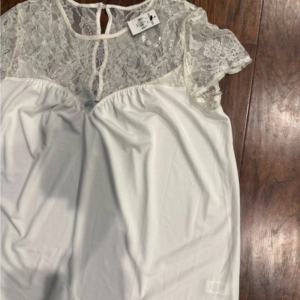 Express Ivory Lace Detail Blouse - Picture 3 of 5